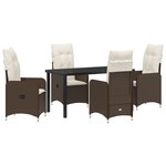 vidaXL Set de salle à manger de jardin 5 pièces avec coussins en poly rattan marron
