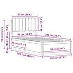 vidaXL Cadre de lit avec tête de lit rembourrée Gris clair 90 x 200 cm