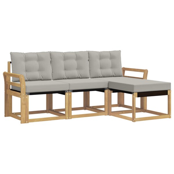 vidaXL Ensemble de canapés d'extérieur 4 pc Blanc et gris clair