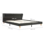 vidaXL Cadre de lit avec LED gris foncé jute 180 x 200 cm