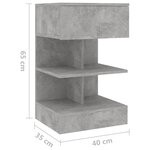 vidaXL Tables de chevet 2 Pièces Gris béton 40x35x65 cm