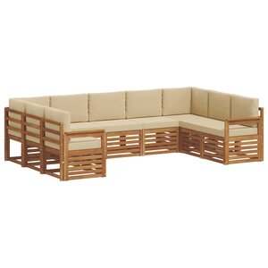 vidaXL Ensemble de canapé d'angle avec coussin 9 Pièces Naturel et Beige