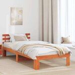 vidaXL Cadre de lit en bois Marron ciré Bois massif 100 x 200 cm Durable