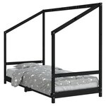 vidaXL Cadre de lit pour enfants noir 90x190 cm bois de pin massif