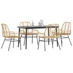 vidaXL Ensemble à manger jardin 5Pièces marron poly rotin verre
