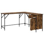 vidaXL Bureau chêne fumé 141x141x75 cm bois d'ingénierie