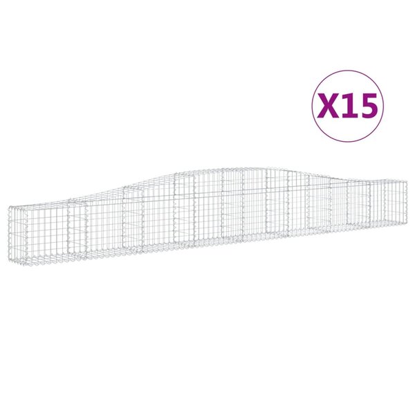 vidaXL Paniers à gabions arqués 15 Pièces 400x30x40/60 cm Fer galvanisé
