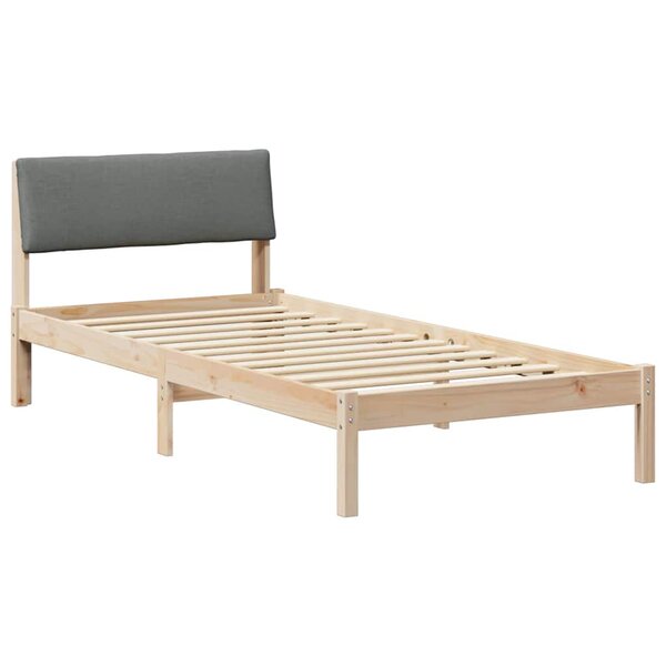 vidaXL Cadre de lit avec tête de lit marron et gris foncé 90 x 200 cm