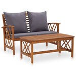 vidaXL Salon de jardin 2 Pièces avec coussins bois d'acacia solide