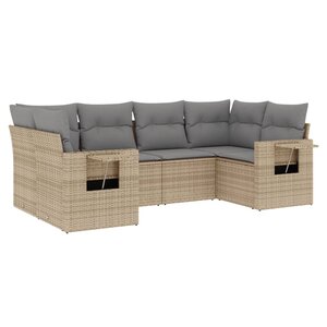 vidaXL Salon de jardin avec coussins 6 Pièces beige résine tressée