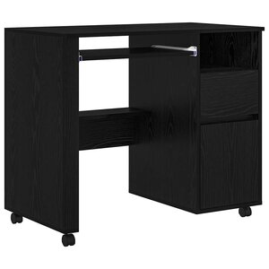 vidaXL Bureau avec roues Chêne noir 91 x 50 x 77 cm Bois d'ingénierie