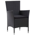 vidaXL Salon de jardin 5 Pièces avec coussins résine tressée noir