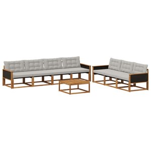 vidaXL Ensemble de canapés d'extérieur 8 Pièces Naturel et gris clair