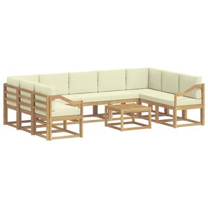 vidaXL Ensemble de canapés d'extérieur 10 Pièces Blanc et crème