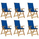 vidaXL Chaises pliables de jardin 6 Pièces avec coussins Bois d'acacia