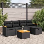 vidaXL Salon de jardin 6 Pièces avec coussins noir résine tressée