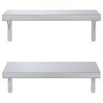 vidaXL Étagères murales 2 Pièces 50x23 5 cm argenté acier inoxydable