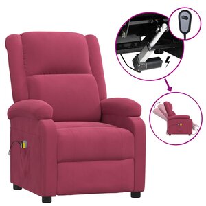 vidaXL Fauteuil électrique de massage Bordeaux Velours