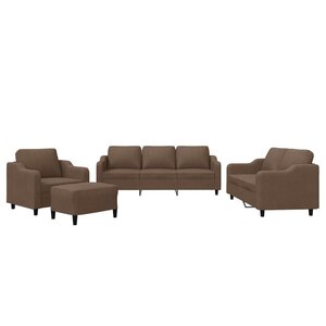 vidaXL Ensemble de canapés 4 Pièces avec coussins Marron Tissu