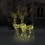 vidaXL Décorations de Noël de renne Acrylique 2 Pièces 120 cm Blanc chaud