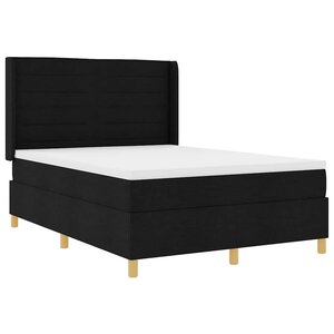 vidaXL Lit à ressorts avec bandes LED Noir 140 x 200 cm tissu