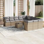 vidaXL Salon de jardin avec coussins 12 Pièces beige résine tressée