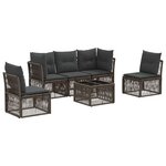 vidaXL Ensemble de canapé de jardin 6 Pièces Gris polyrotin