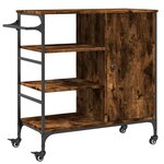 vidaXL Chariot de cuisine chêne fumé 87 5x38 5x84 5 cm bois ingénierie