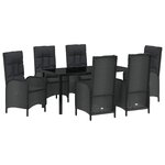 vidaXL Ensemble de salle à manger pour jardin 7 Pièces Noir Poly rotin