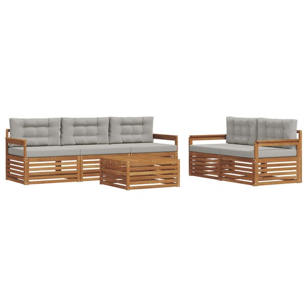 vidaXL Ensemble de canapés d'extérieur 6 pc Gris Naturel et Clair