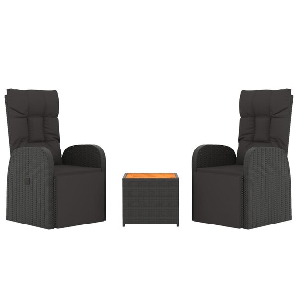 Ensemble de Salon de jardin meuble d'extérieur ensemble de mobilier 3 pièces noir poly rotin et acacia 02_0014206