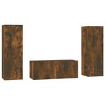 vidaXL Ensemble de meubles TV 3 Pièces Chêne fumé Bois d'ingénierie