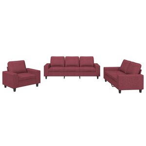 vidaXL Ensemble de canapés 3 Pièces rouge bordeaux tissu