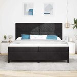 vidaXL Lit à ressorts avec matelas Noir 200 x 200 cm Velours