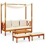 vidaXL Banc de jardin avec table et repose-pieds Bois d'acacia solide