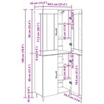 vidaXL Haut Armoire Bois Ancien 69 5 x 34 x 180 cm Bois d'ingénierie