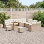 vidaXL Ensemble de canapé de jardin 13 Pièces Beige polyrotin