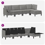 vidaXL Ensemble de meubles pour le salon 5 Pièces Gris clair Velours