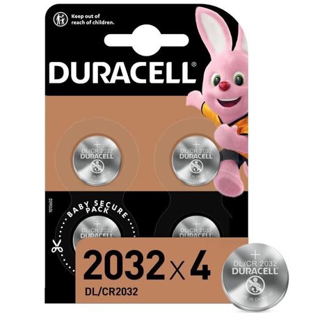 Piles boutons au lithium duracell spéciales 2032 3v  lot de 4 (dl2032/cr2032)