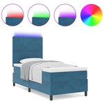 vidaXL Lit à ressorts avec matelas Bleu foncé 90 x 190 cm Velours
