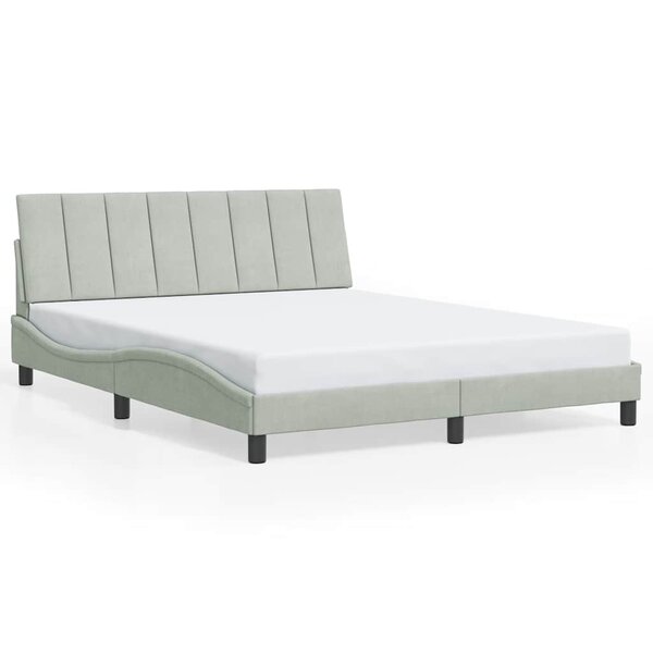 vidaXL Cadre de lit sans matelas Hanko gris clair 160x200 cm velours