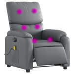 vidaXL Fauteuil de massage inclinable électrique gris similicuir