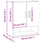 vidaXL Armoire murale chêne sonoma 60x31x70 cm bois d'ingénierie