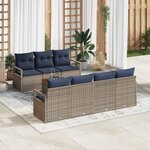 vidaXL Ensemble de canapé de jardin avec coussin 8 Pièces Gris polyrotin