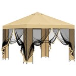vidaXL Abri de jardin avec parois 3 x 3 m Crème Polyester et Acier