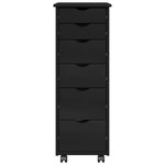 vidaXL Cabinet roulant Noir 34 x 39 x 93 5 cm Bois de Pin Massif