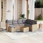 vidaXL Salon de jardin avec coussins 8Pièces mélange beige résine tressée