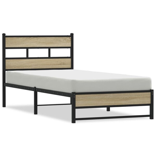 vidaXL Cadre de lit en métal sans matelas chêne sonoma 75x190 cm
