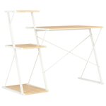 vidaXL Bureau avec étagère Blanc et chêne 116x50x93 cm