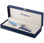 Stylo roller waterman hémisphère  laque bleue  finition palladium  recharge noire pointe fine  coffret cadeau